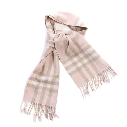 Burberry Cashmere Giant Check Fringe Scarf Pink 1 of 6