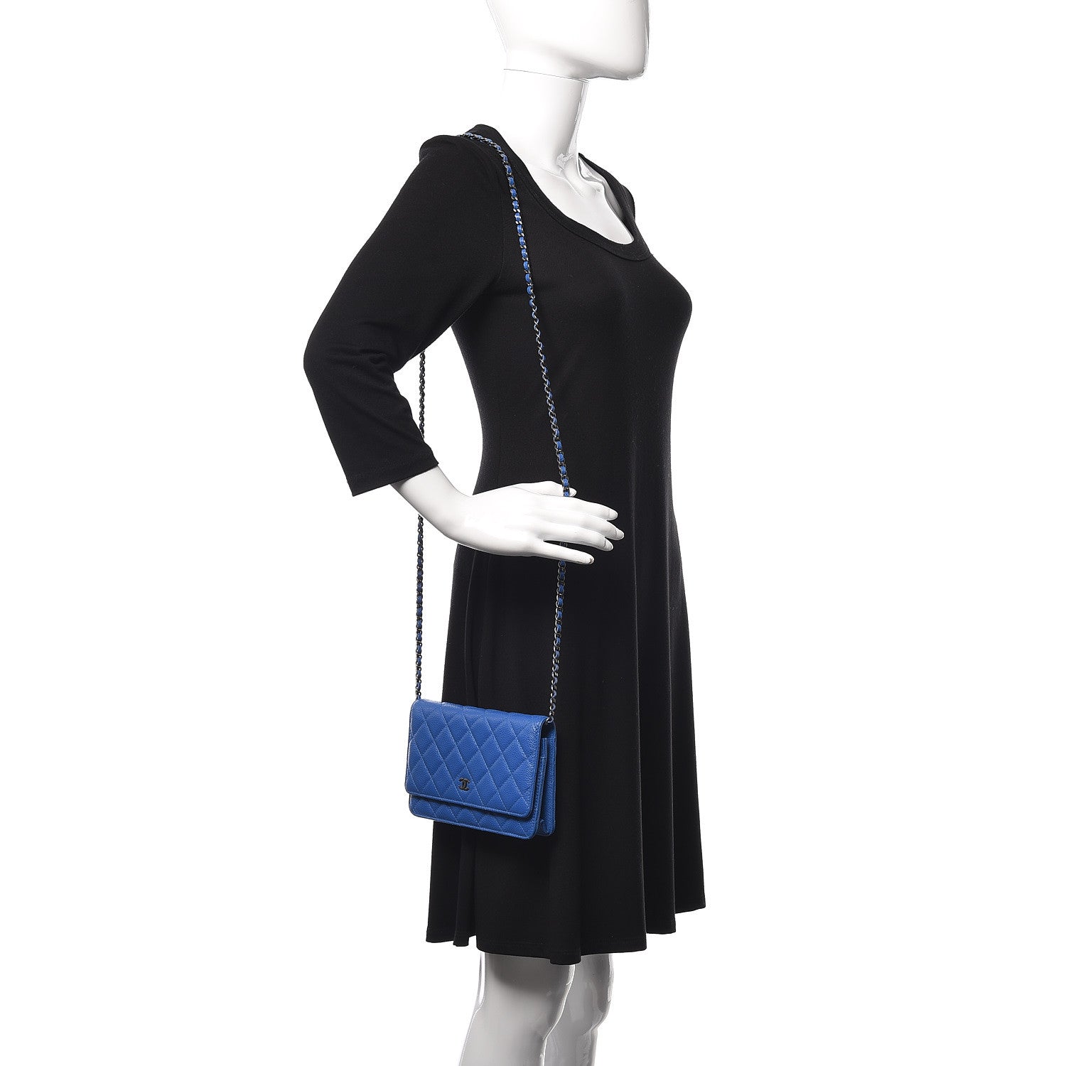 Chanel Caviar Quilted Wallet On Chain WOC Blue 2 of 10