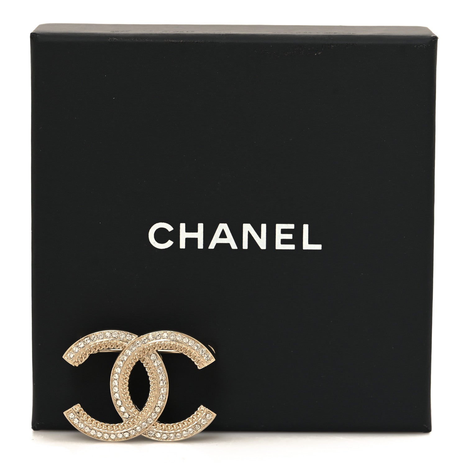 Chanel Crystal Chain CC Brooch Light Gold 4 of 4