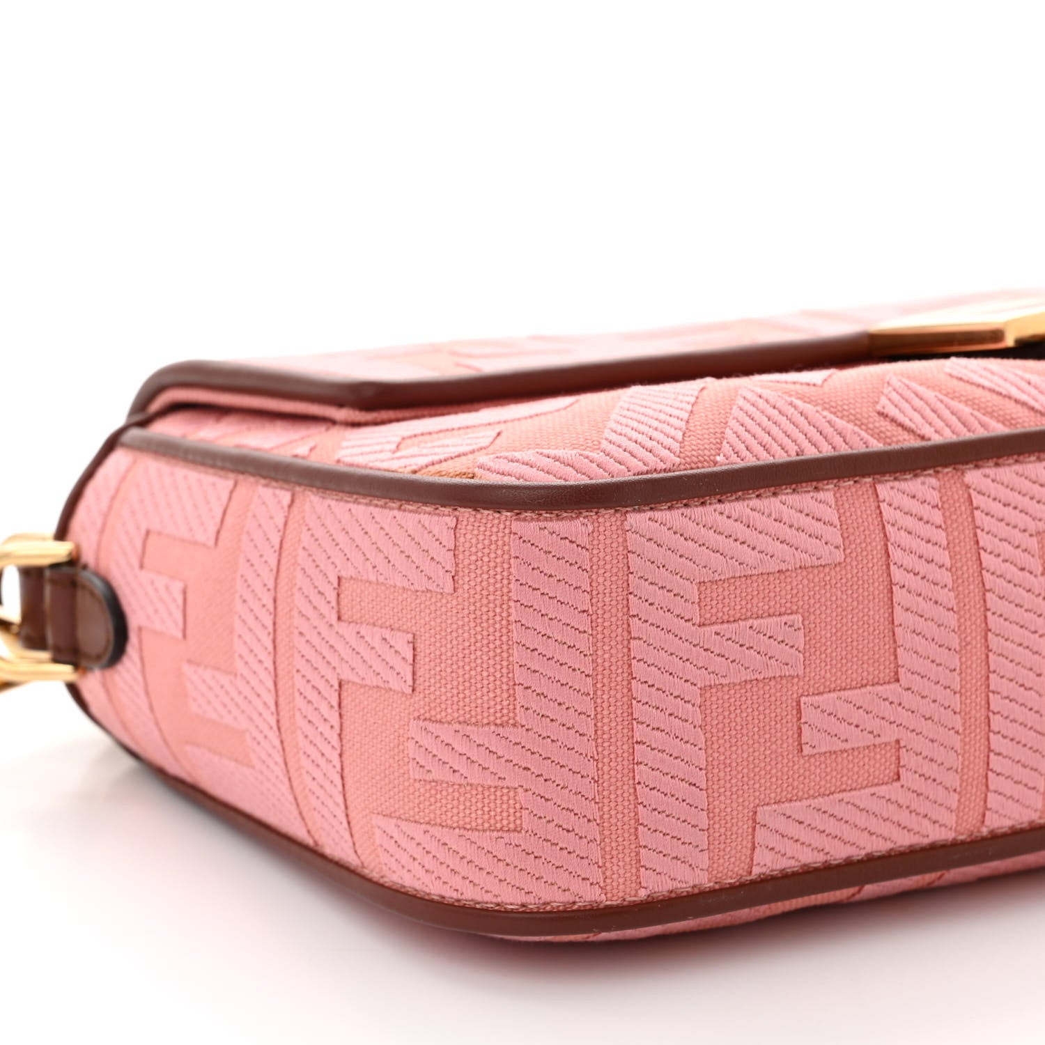 Fendi Canvas Vitello King FF Embroidered Baguette Rosa Praline 8 of 9