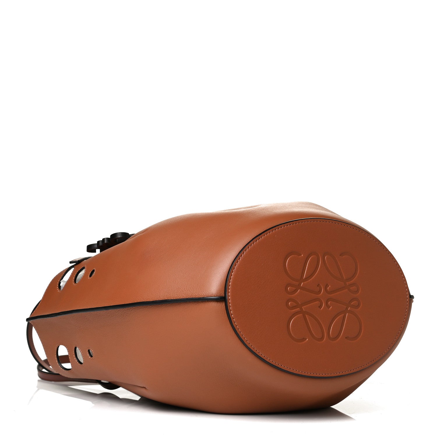 Loewe Calfskin Perforated Small Shell Tote Tan 4 of 8