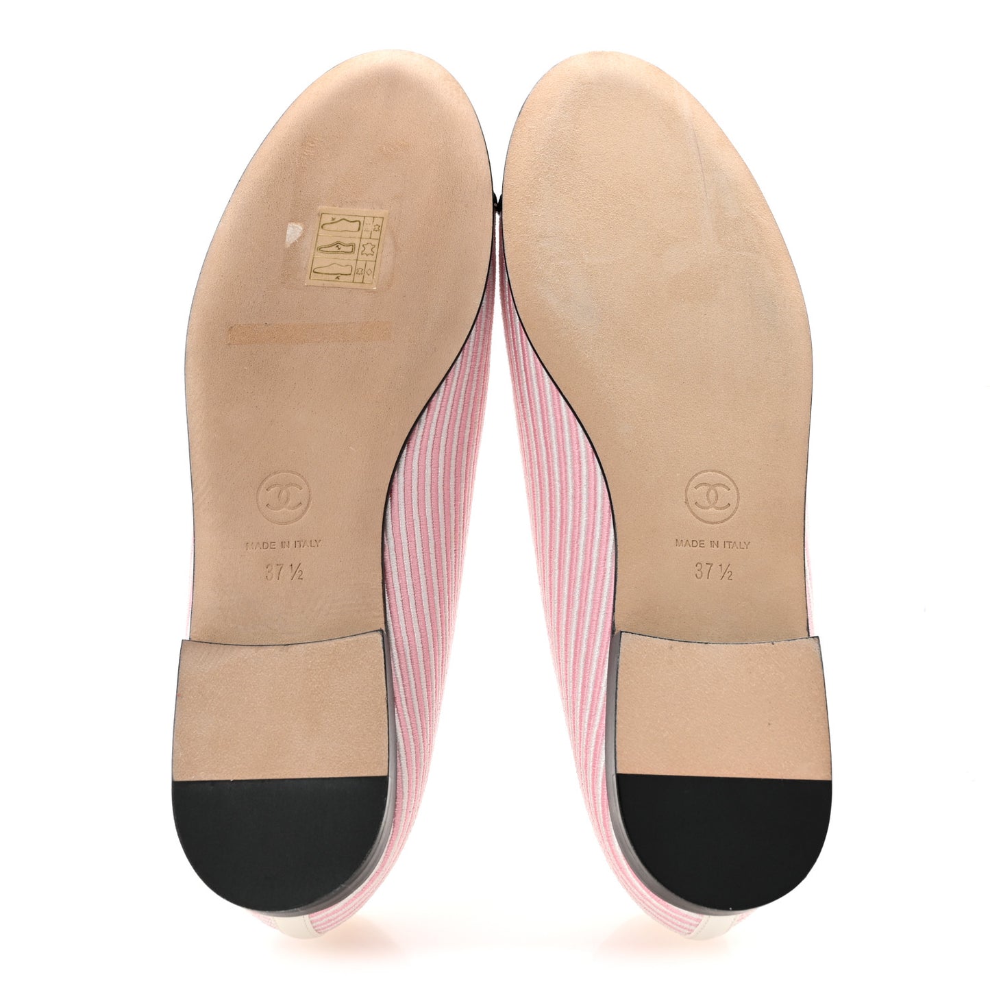 Fabric Grosgrain Cap Toe CC Flats 37.5 White Light Pink Black