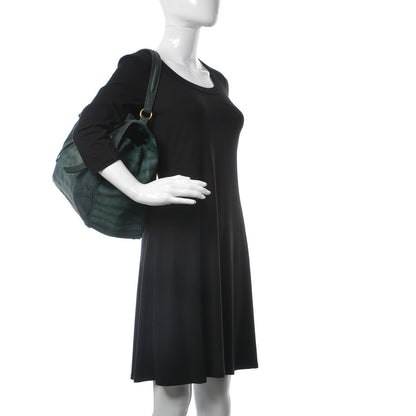 Saint Laurent Nubuck Croc Embossed Large Muse Two Green 2 of 10