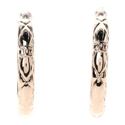 Chanel Metal Quilted CC Hoop Earrings Gold 1 of 4