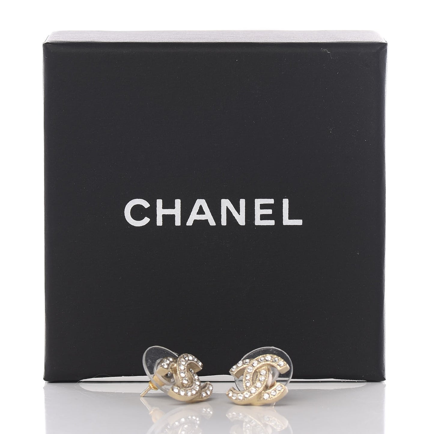 Crystal CC Earrings Light Gold