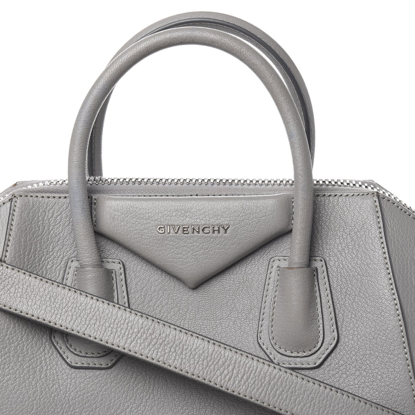 Sugar Goatskin Small Antigona Pearl Grey