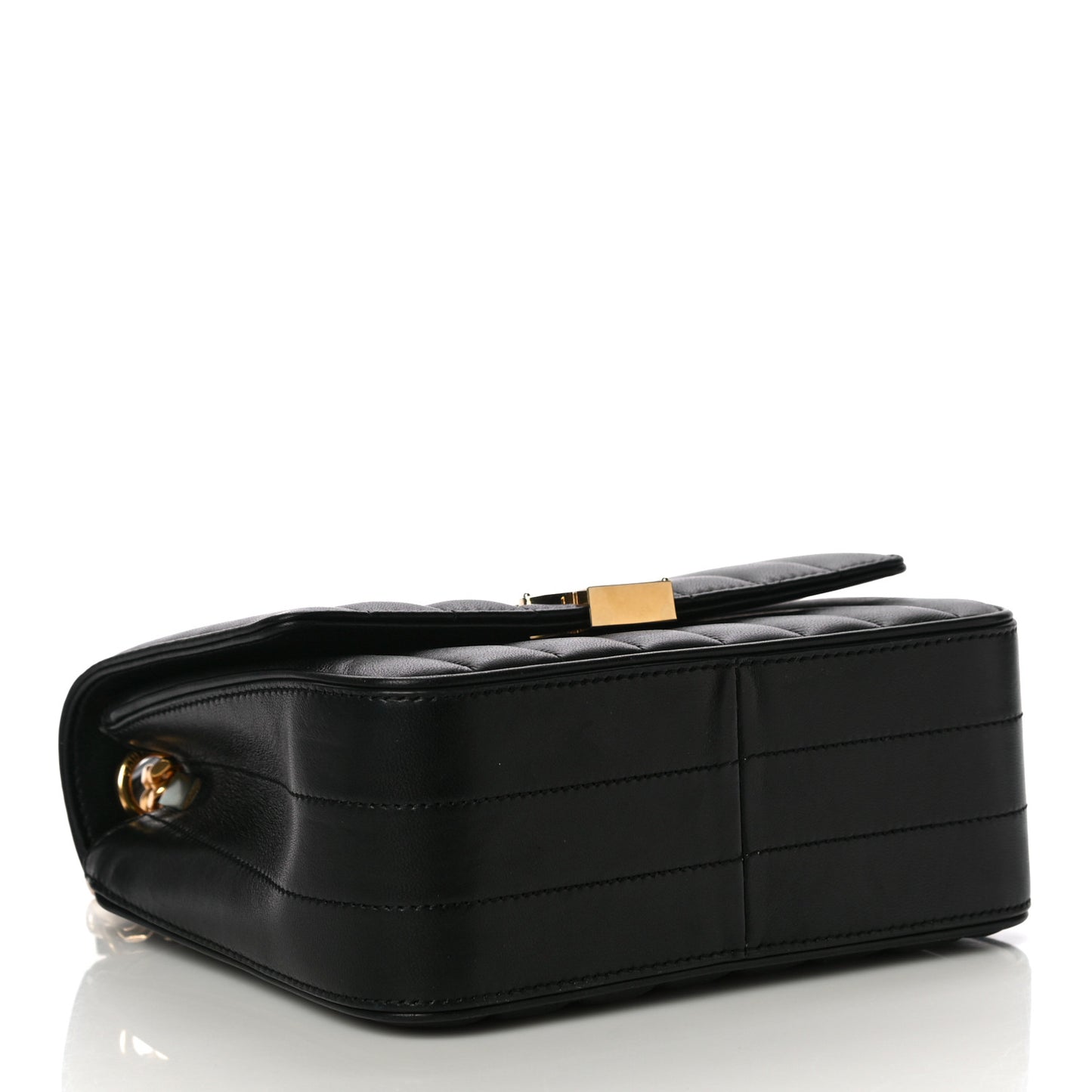 Lambskin Matelasse Monogram Medium Vicky Chain Bag Black