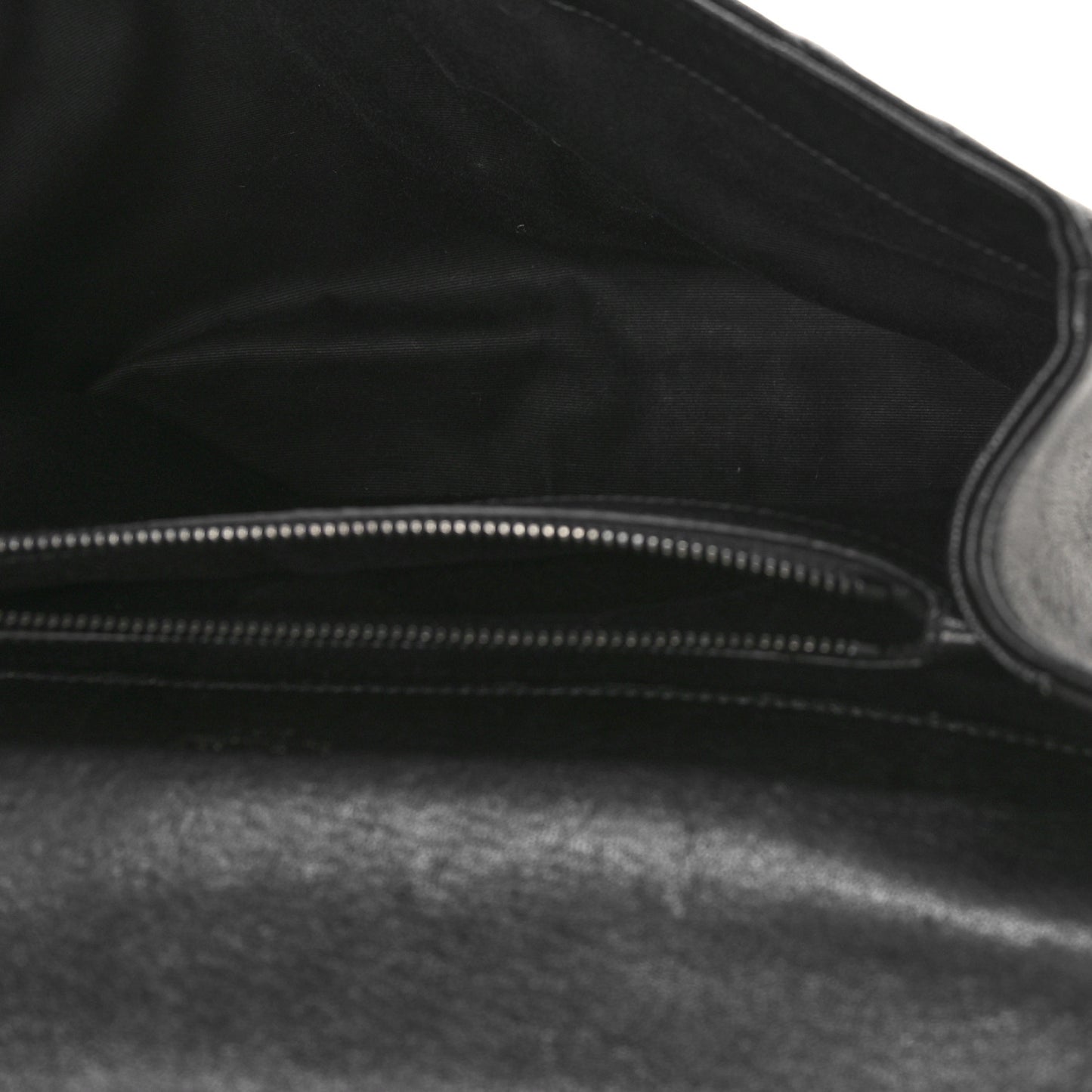 Sheepskin Matelasse Chevron Monogram Monochrome Large College Satchel Black