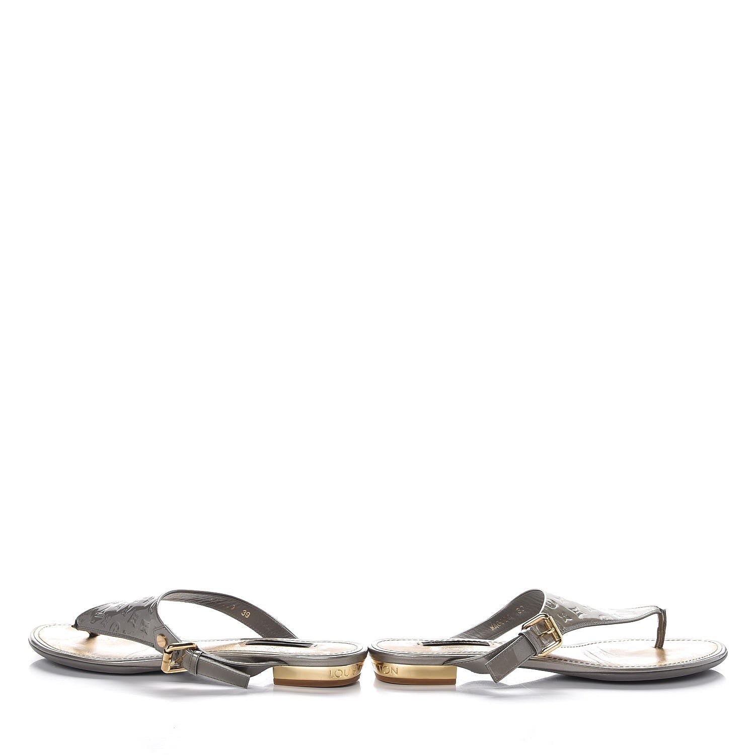 Louis Vuitton Vernis No Doubt Thong Sandals 39 Gris Art Deco 6 of 13