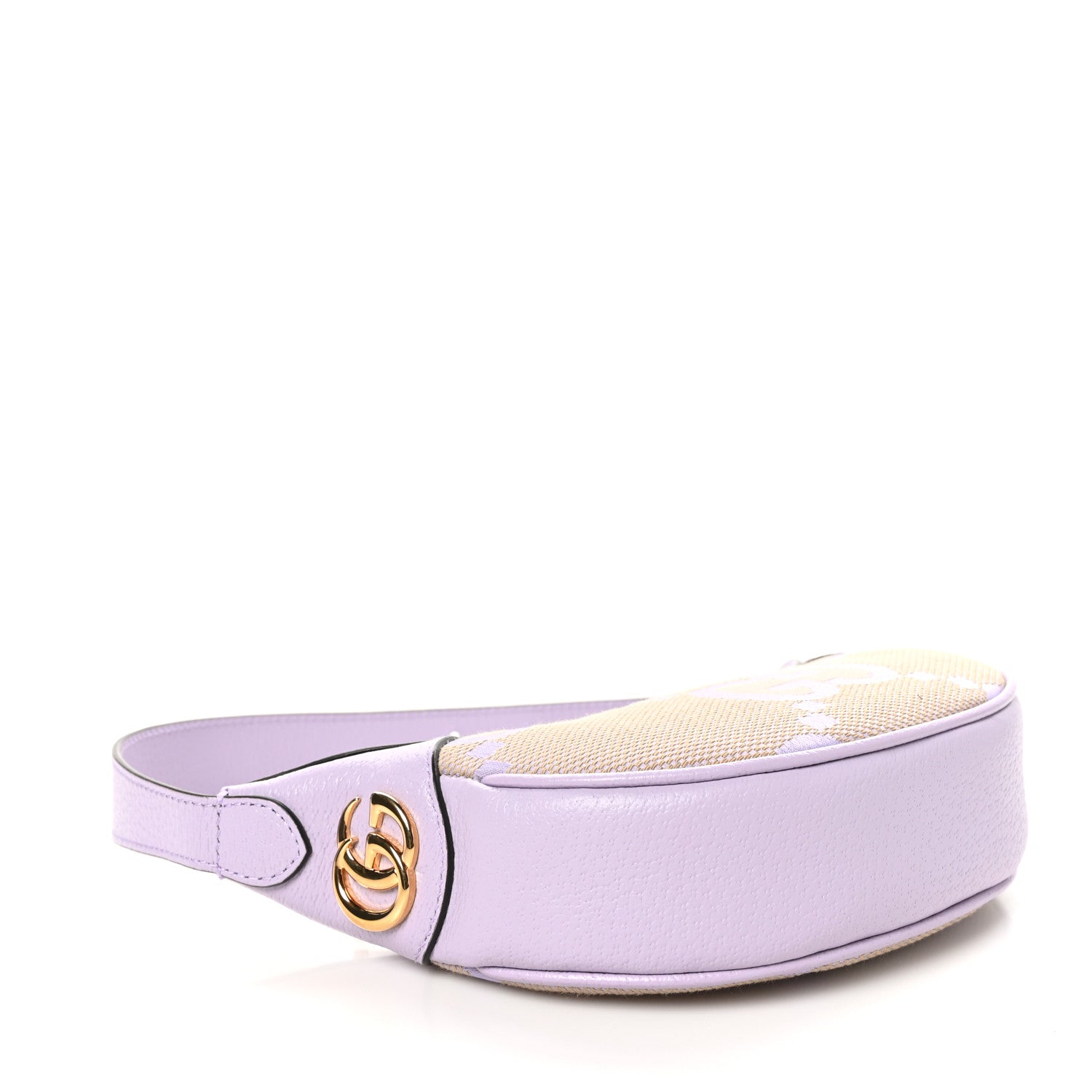 Gucci Monogram Jumbo GG Textured Dollar Calfskin Mini Ophidia Half Moon Hobo Beige Lapis 4 of 10