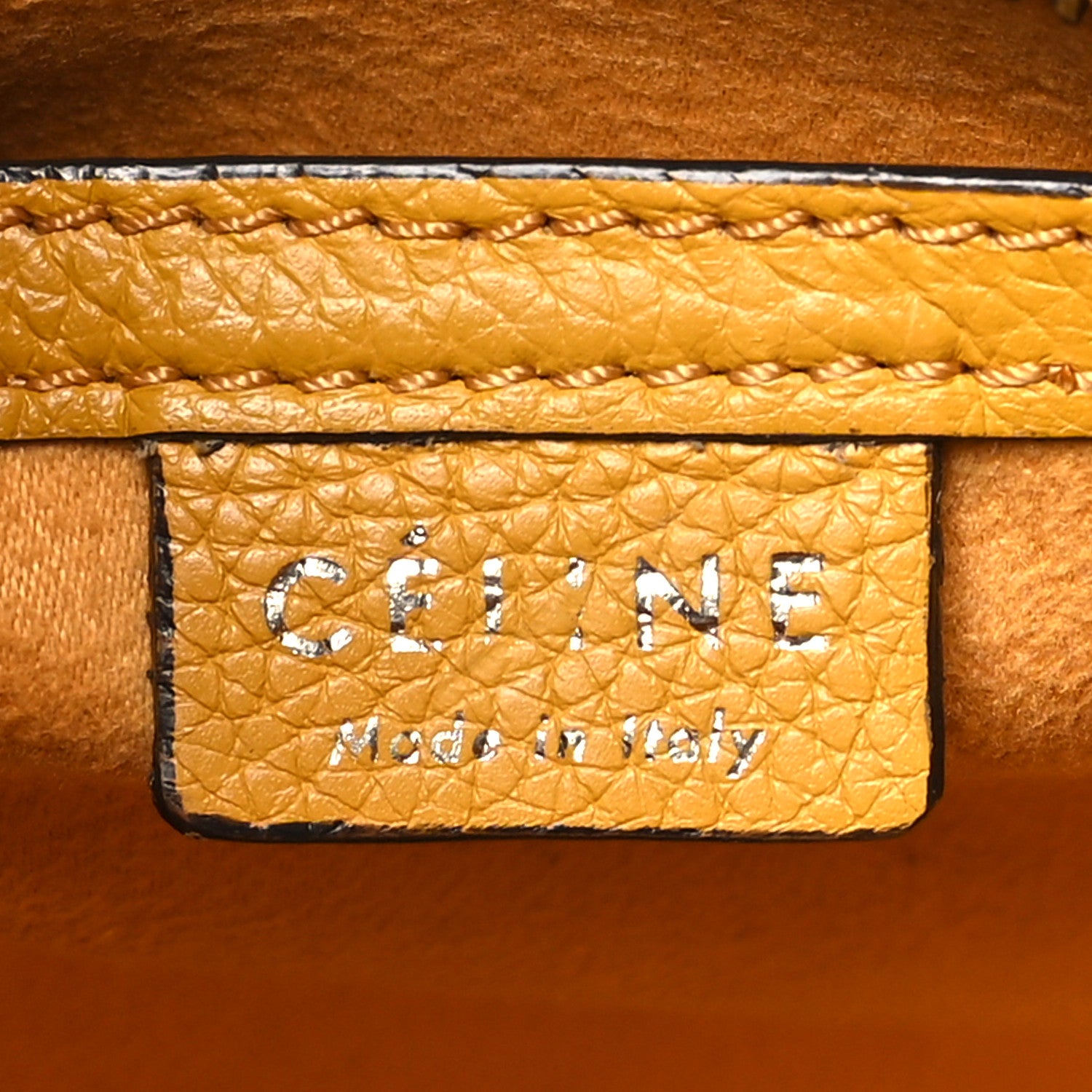 Celine Drummed Calfskin Nano Luggage Ocre 6 of 16