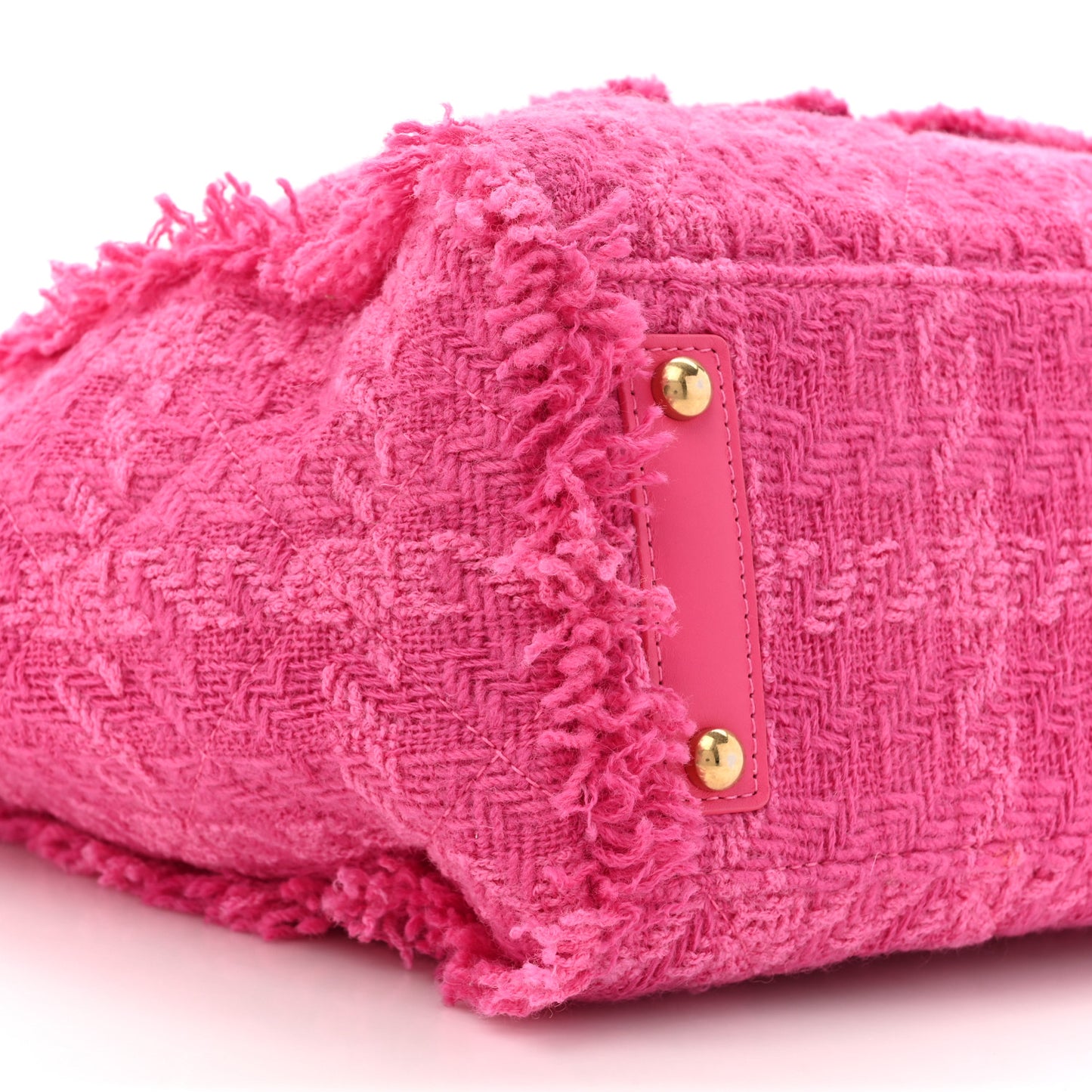 Wool Tweed Large Zipped Shopping Tote Pink