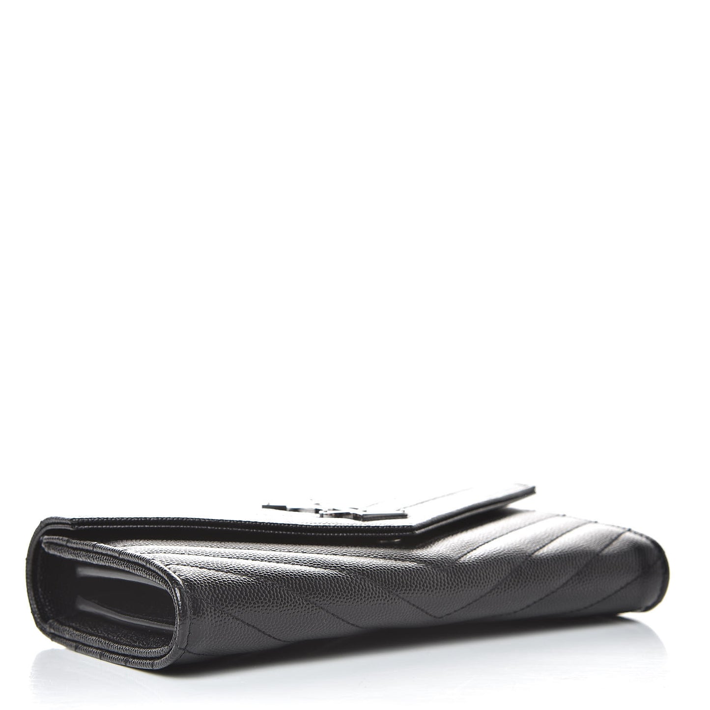 Grain De Poudre Matelasse Chevron Monogram Flap Wallet Black