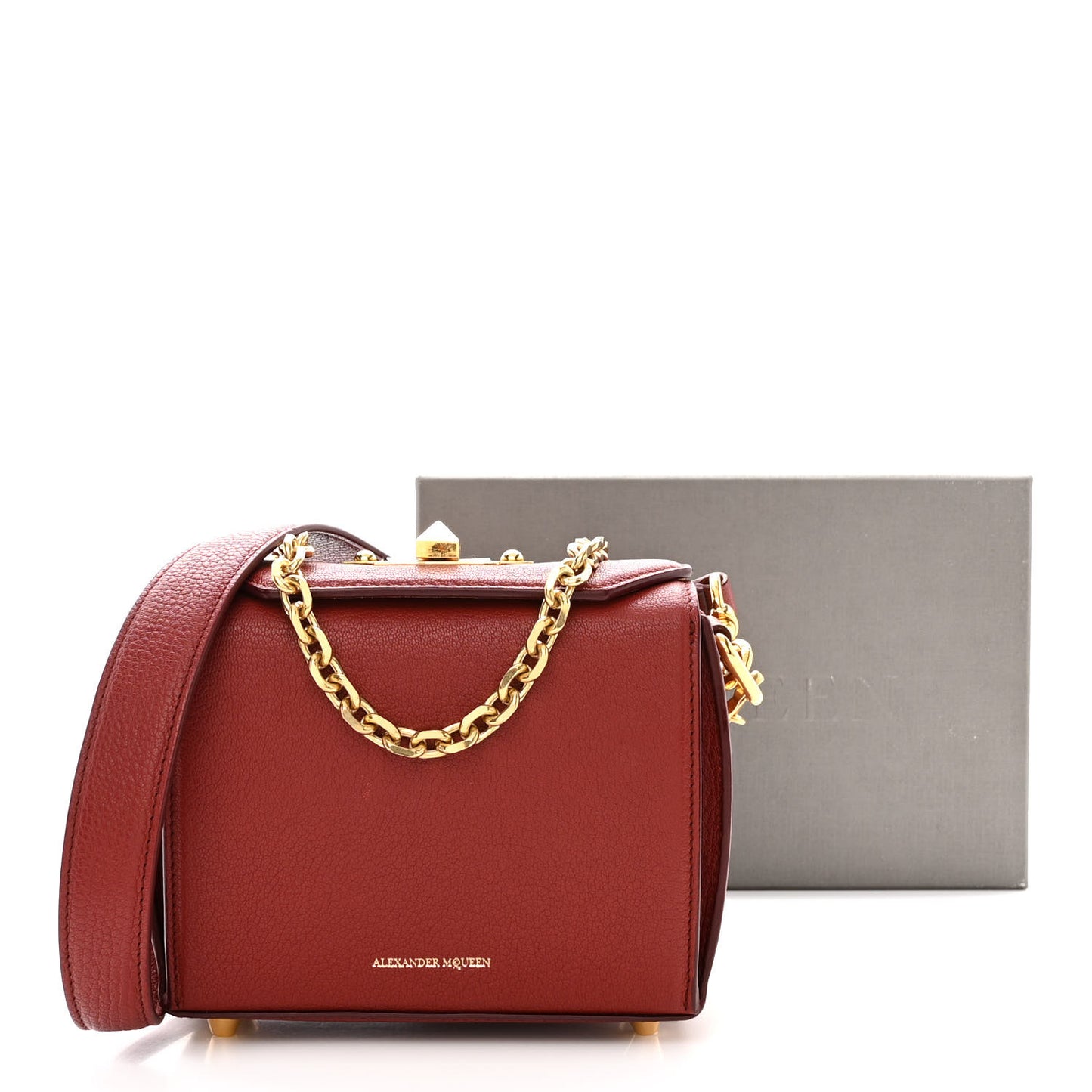 Silky Amish Grained Box Shoulder Bag 16 Lacquered Red