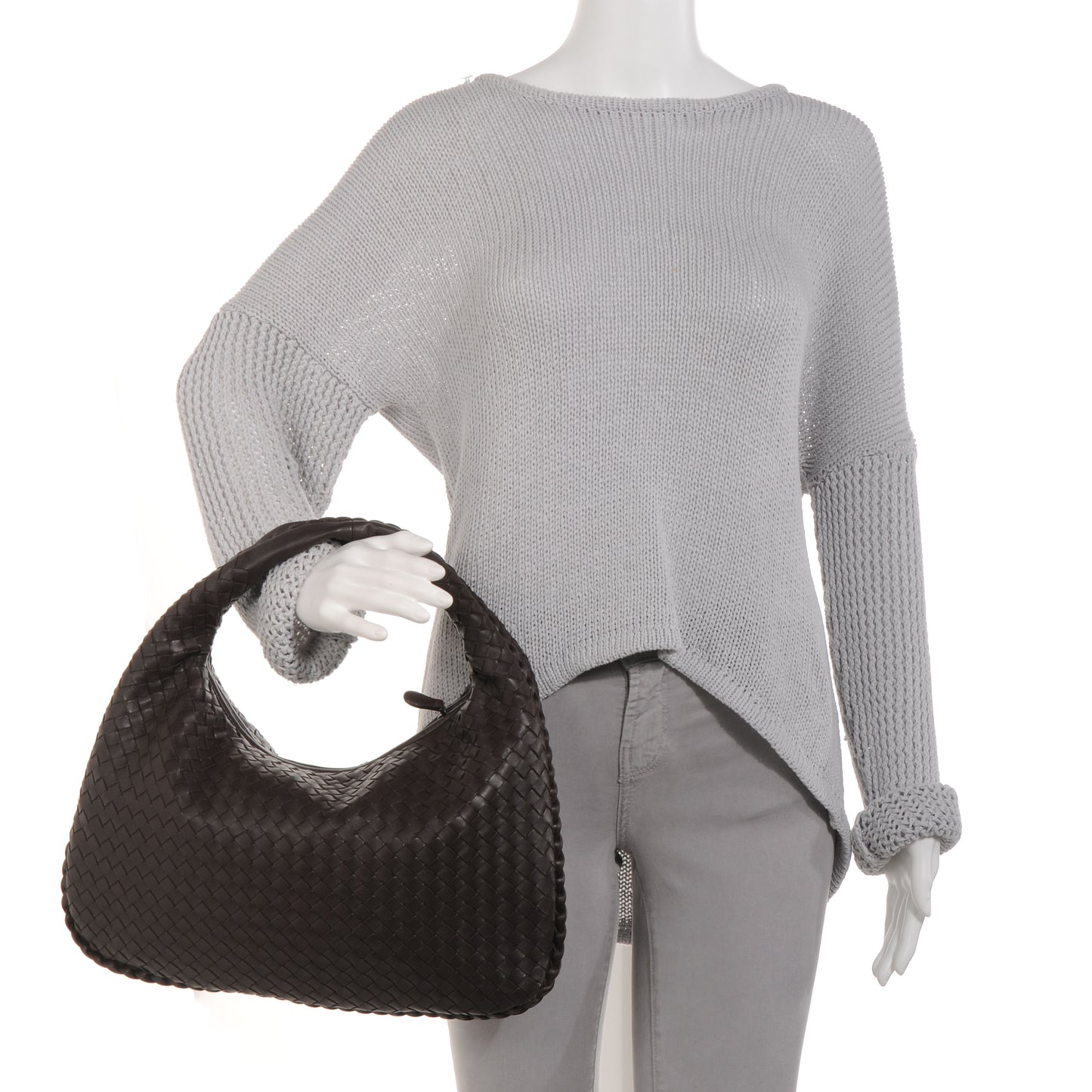 Nappa Intrecciato Medium Veneta Hobo Ebano