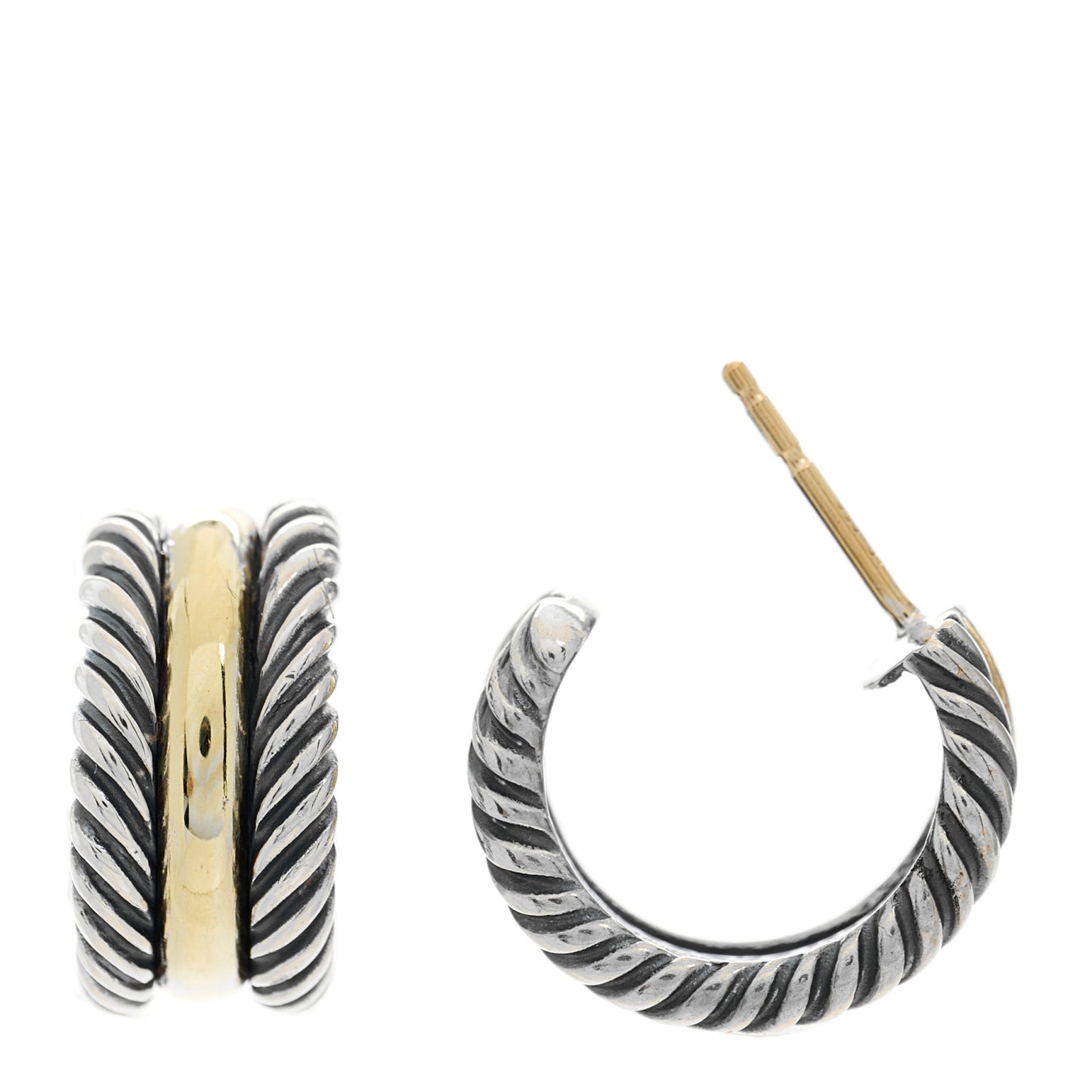 Sterling Silver 14K Yellow Gold 16mm Cable Classics Hoop Earrings