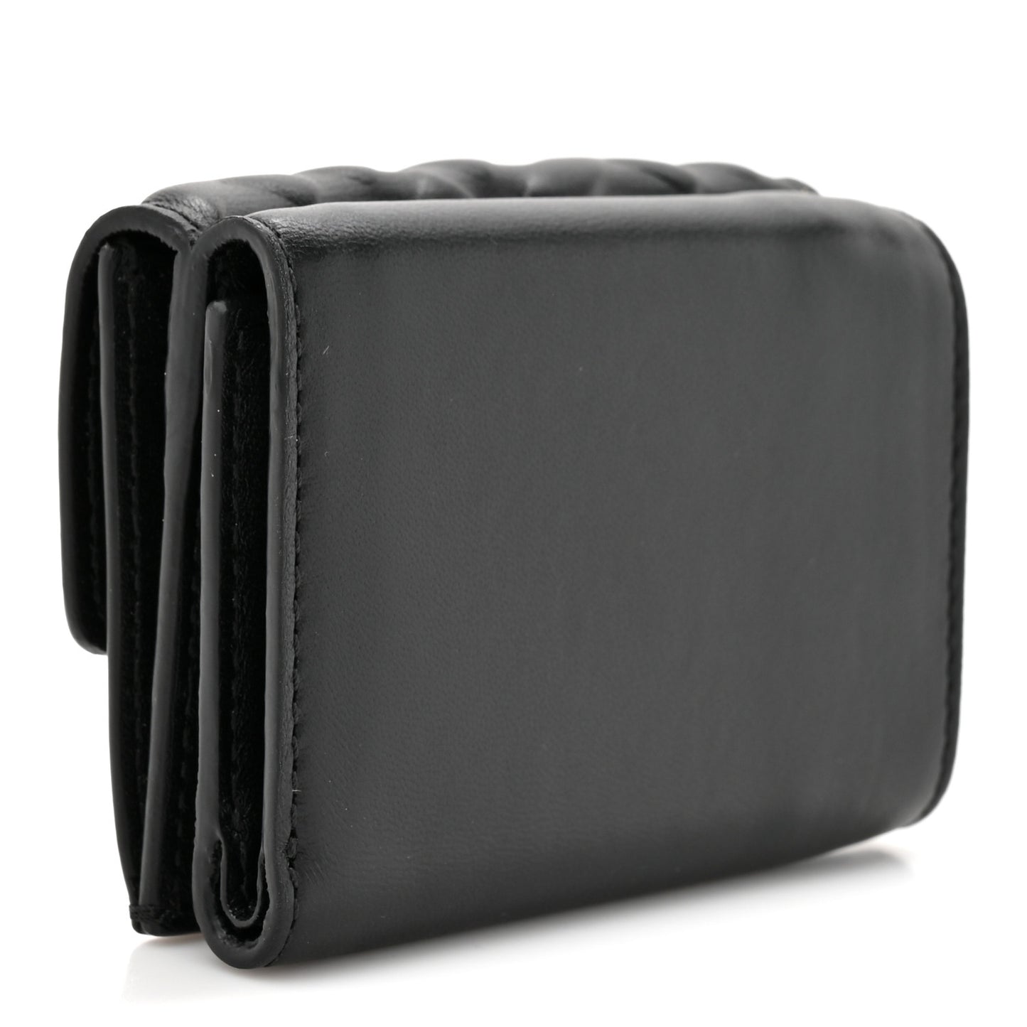 Nappa Matisse FF Diagonal Embossed Micro Tri-Fold Wallet Black