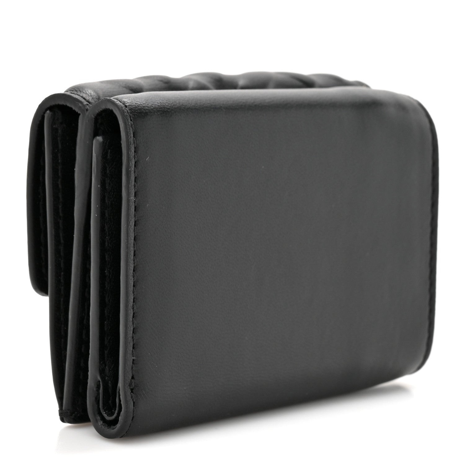 Fendi Nappa Matisse FF Diagonal Embossed Micro Tri-Fold Wallet Black 3 of 9