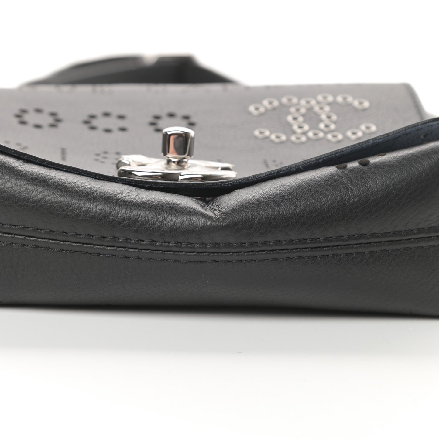 Calfskin Tweed Eyelet Flap Bag Black