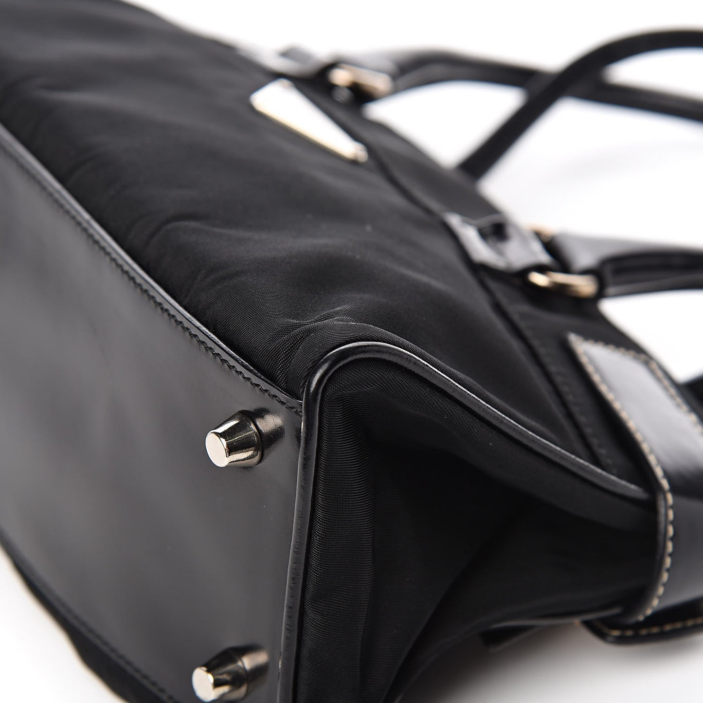 Tessuto Vitello Top Handle Bag Black