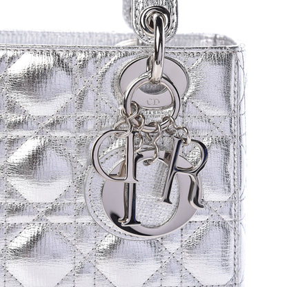 Christian Dior Metallic Grained Calfskin Cannage Small Lucky Badges My Lady Dior Silver 8 of 12