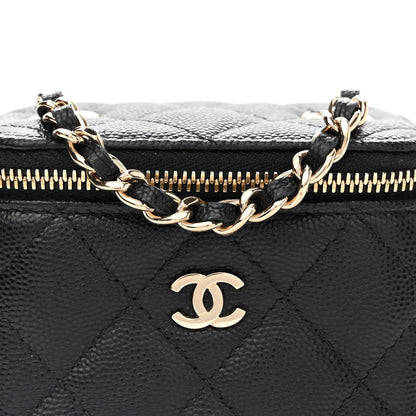 Chanel Caviar Quilted Mini Vanity Case With Chain Black 8 of 11
