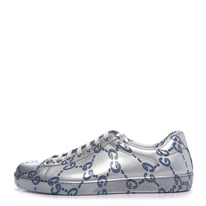Gucci Miro Rubber Wax GucciGhost Print Mens New Ace Sneakers 10 Silver 1 of 10