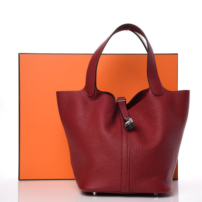 Hermes Taurillon Clemence Picotin Lock 22 MM Rouge Grenat 8 of 8