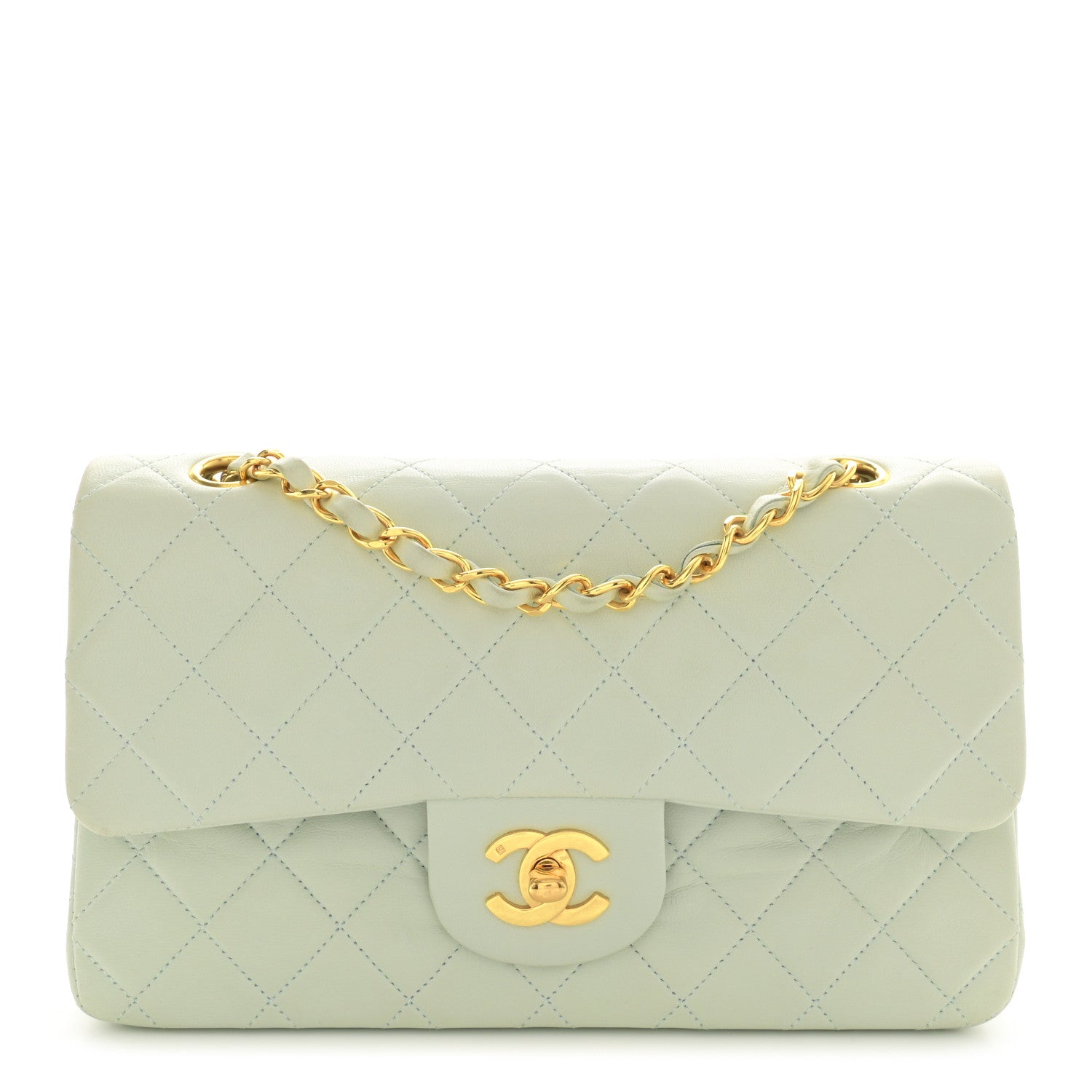 Chanel Lambskin Quilted Small Double Flap Light Green 1 of 16