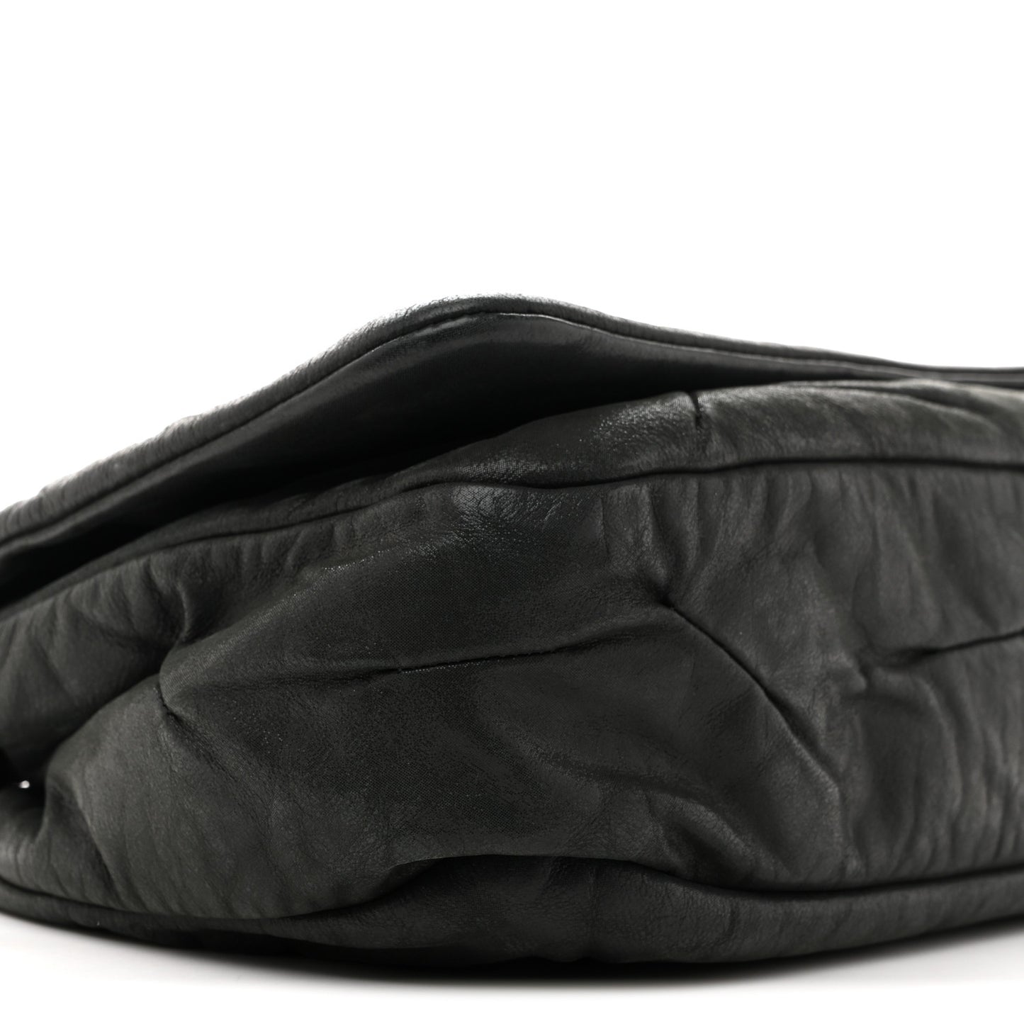 Iridescent Calfskin Glint Accordion Flap Black