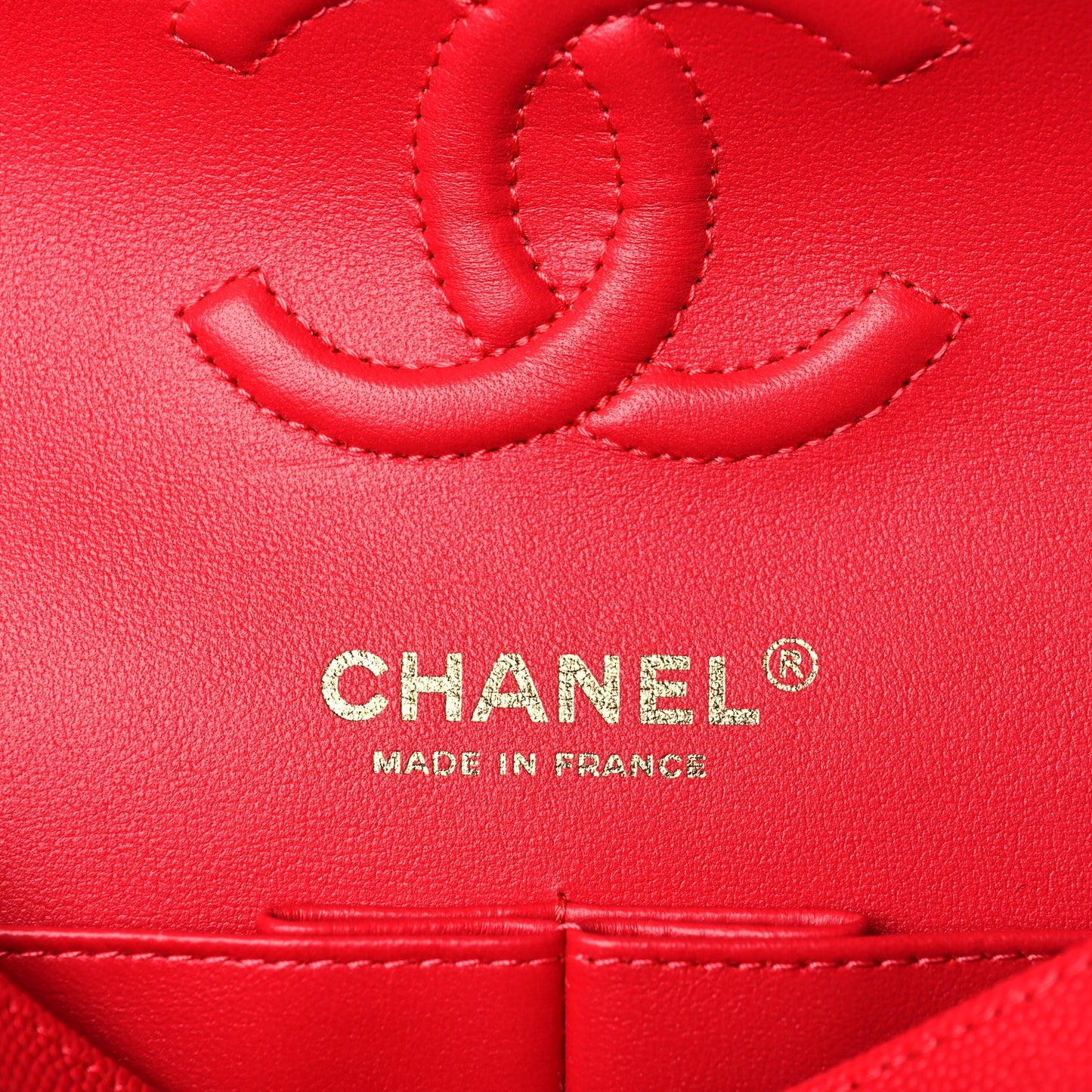 Caviar Quilted Small Double Flap Red