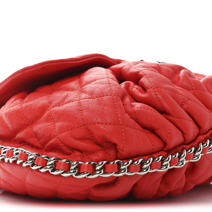 Chanel Washed Lambskin Quilted Large Chain Around Messenger Red 9 of 10