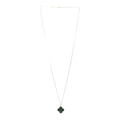 Van Cleef & Arpels 18K Yellow Gold Malachite Magic Alhambra Pendant Necklace 3 of 9
