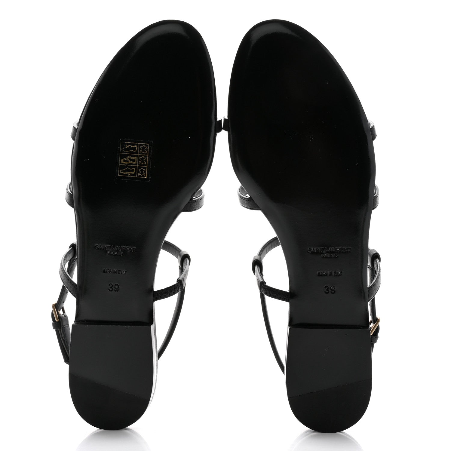 Saint Laurent Patent Calfskin Cassandra Monogram Sandals 39 Black 5 of 10