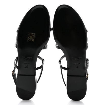 Saint Laurent Patent Calfskin Cassandra Monogram Sandals 39 Black 5 of 10