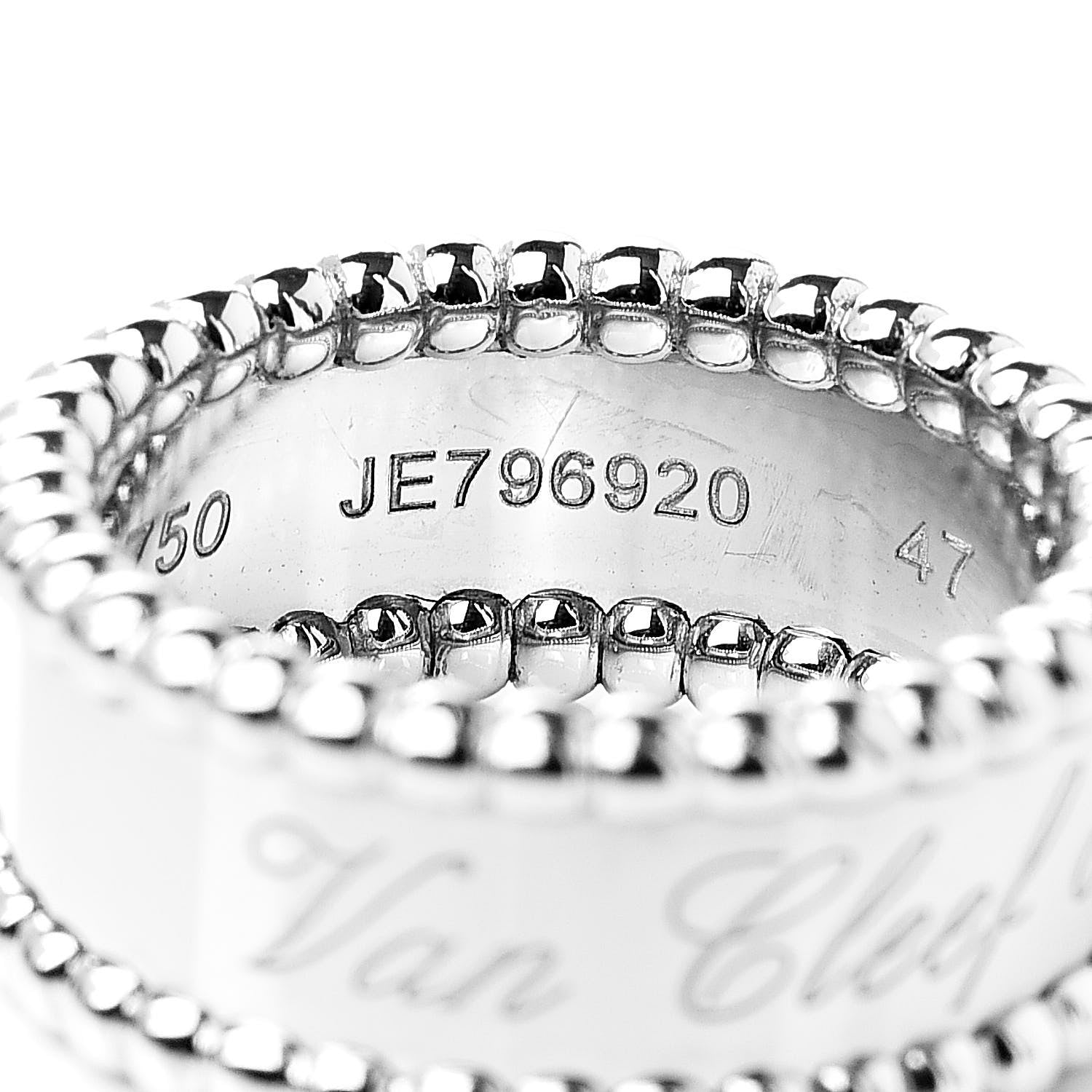 Van Cleef & Arpels 18K White Gold Perlee Signature Ring 47 4 7 of 7