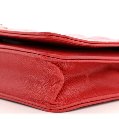 Chanel Caviar Quilted Boy Wallet On Chain WOC Red Red 10 of 12