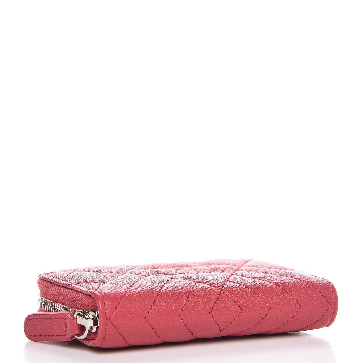 Caviar Quilted Diamond CC Duo Zip Coin Purse Pink