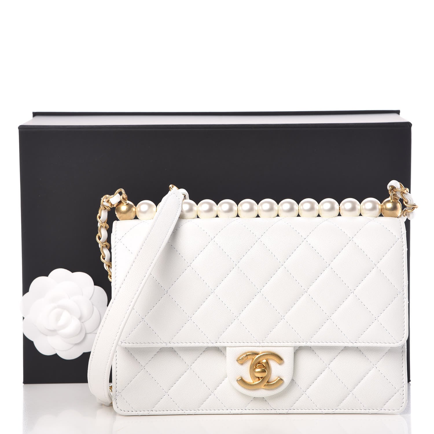 Chanel Lambskin Quilted Small Chic Pearls Flap White 10 of 10