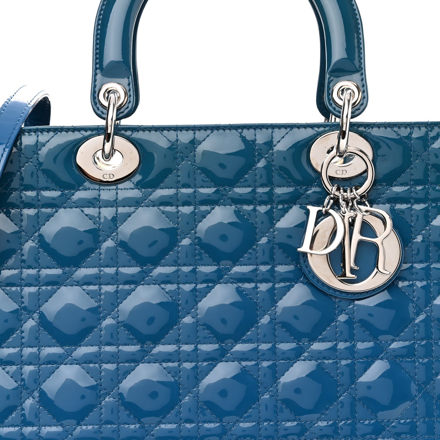 Christian Dior Patent Cannage Large Lady Dior Blue 6 of 10