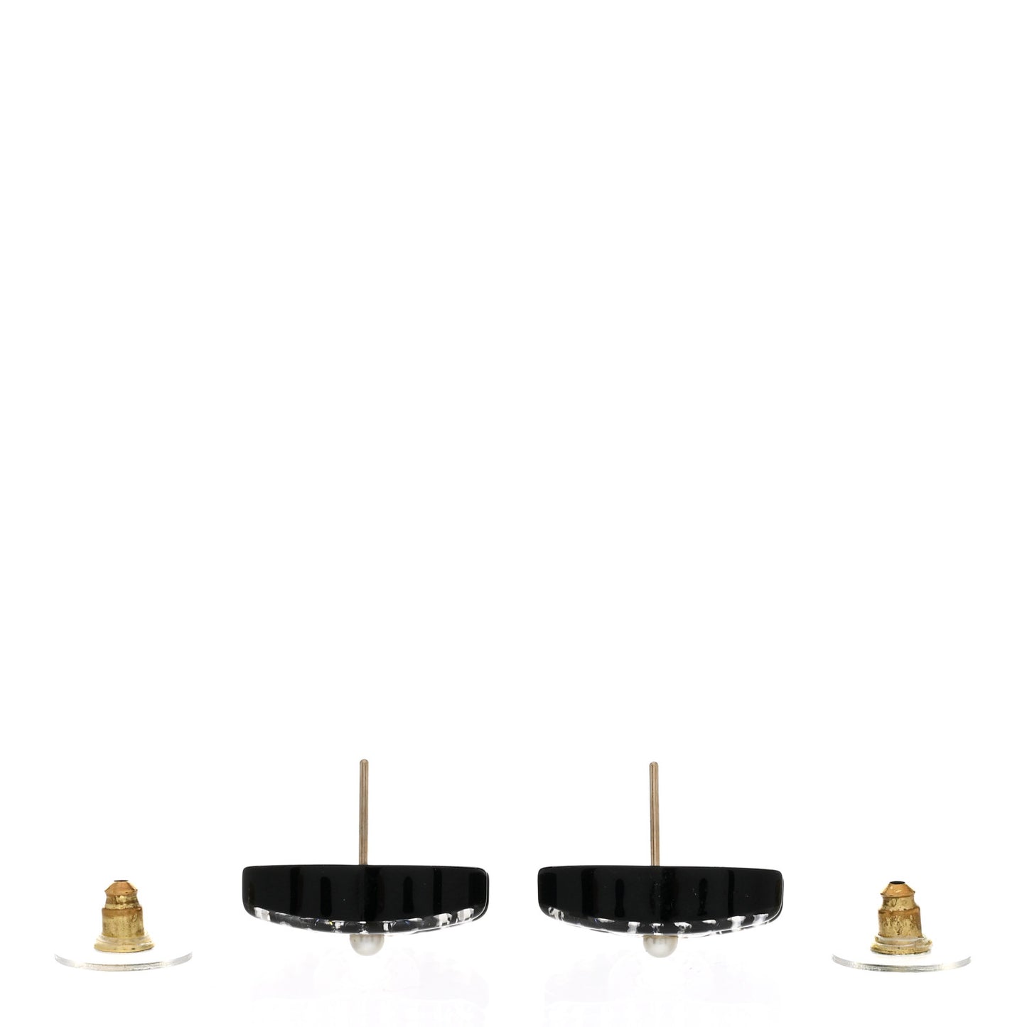 Resin Crystal Pearl CC Earrings Black