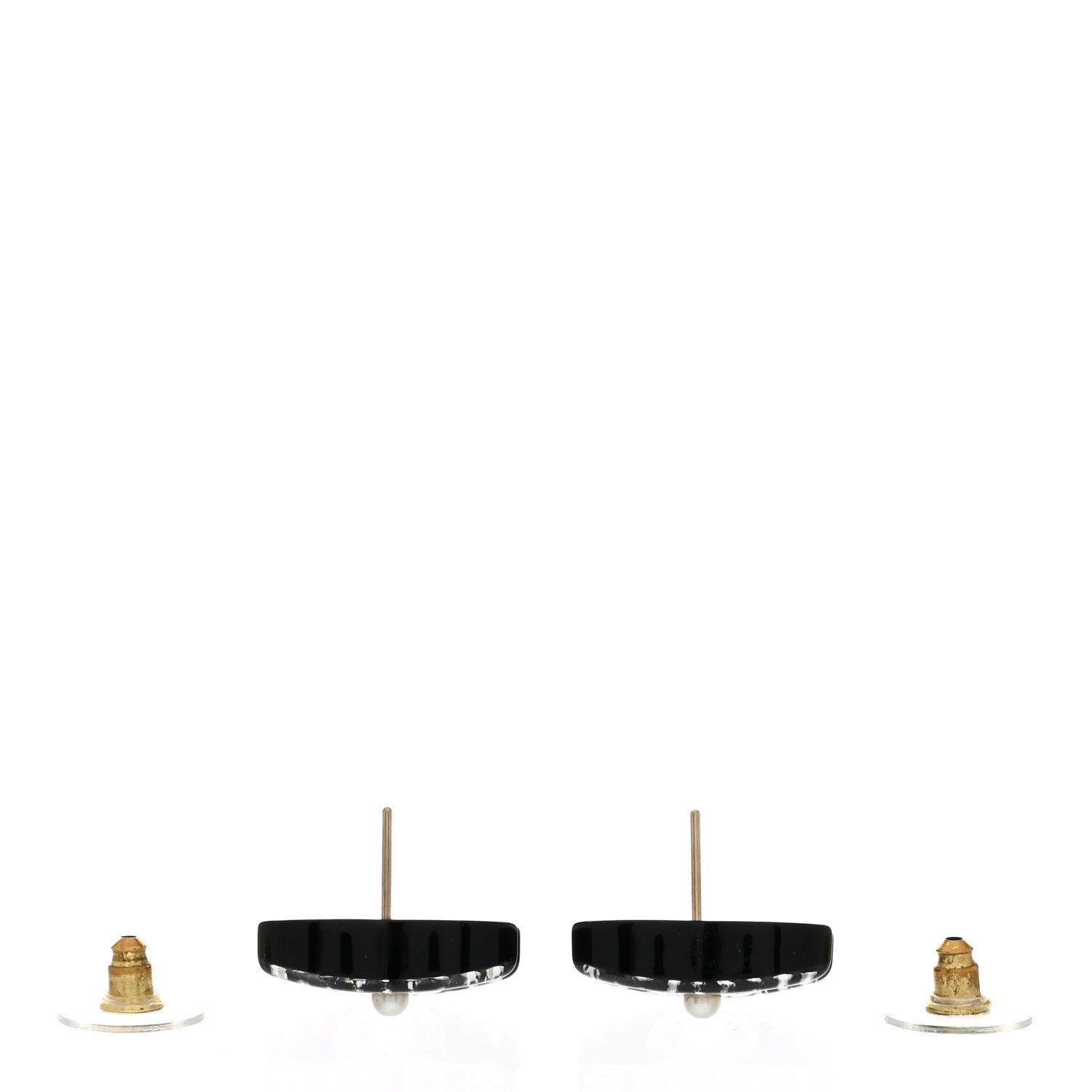 Chanel Resin Crystal Pearl CC Earrings Black 3 of 5