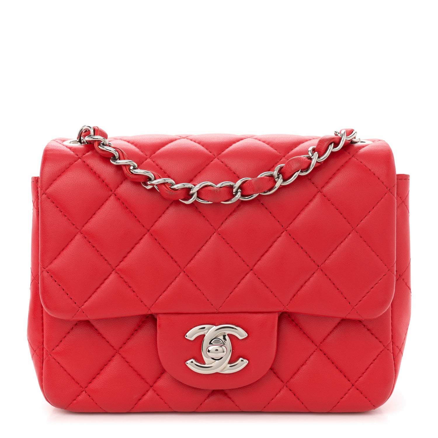 Chanel Lambskin Quilted Mini Square Flap Red 1 of 12