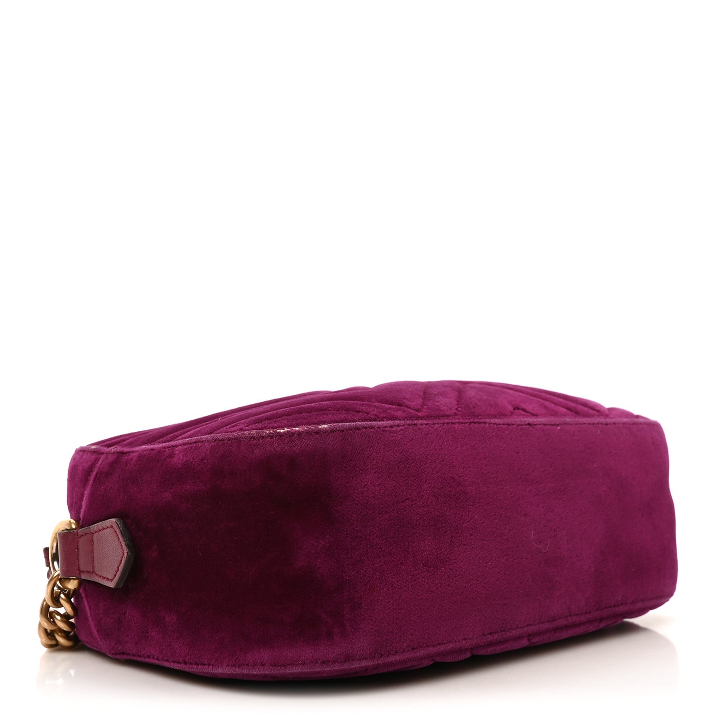 Velvet Matelasse Small GG Marmont Chain Shoulder Bag Fuchsia Violet Cyclamen