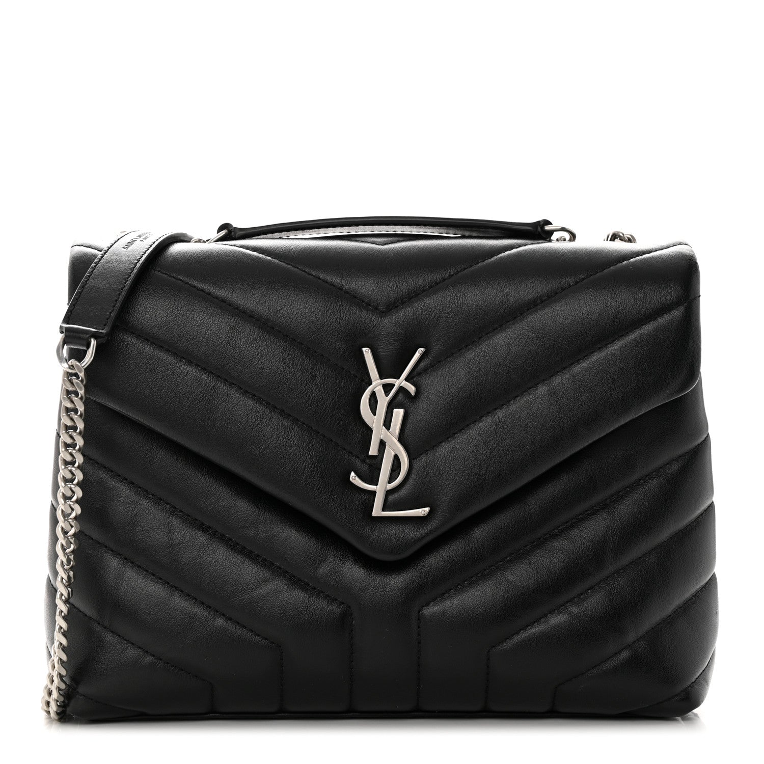 Saint Laurent Calfskin Y Quilted Monogram Small Loulou Chain Satchel Black 1 of 13