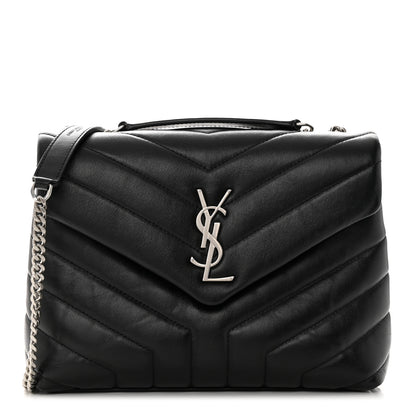 Saint Laurent Calfskin Y Quilted Monogram Small Loulou Chain Satchel Black 1 of 13