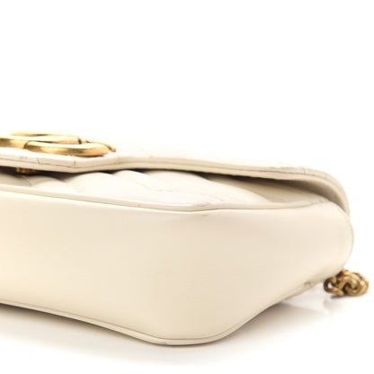 Gucci Calfskin Matelasse Super Mini GG Marmont Shoulder Bag White 9 of 10