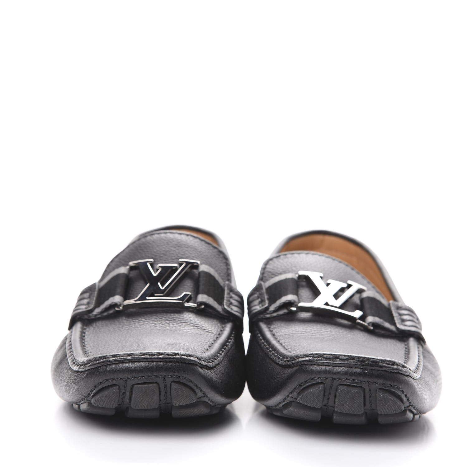 Louis Vuitton Grained Calfskin Monte Carlo Car Shoe Moccasin Loafers 8 Black 2 of 8