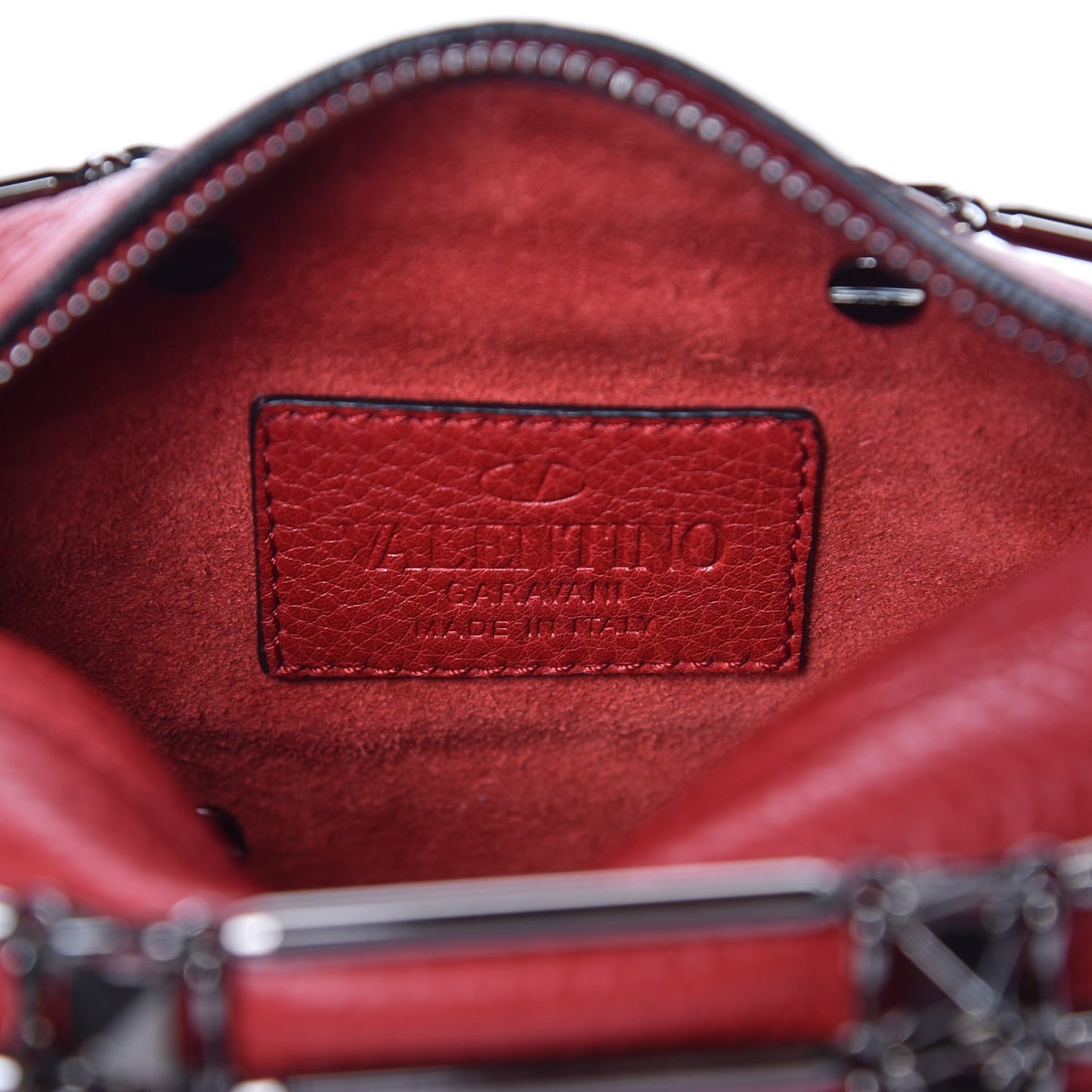 Calfskin Rockstud Caged Crossbody Bag Red