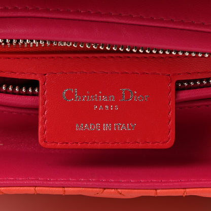 Christian Dior Lambskin Cannage Tri-Color Medium Lady Dior Orange Riviera Fuchsia Cosmopolitan Lipstick Natural 15 of 19